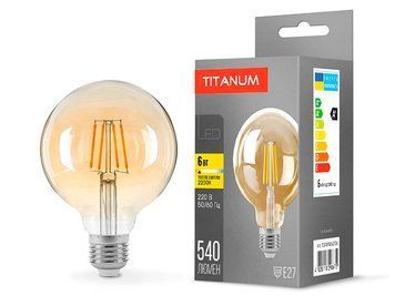 Світлодіодна лампа G95F 6W E27 2200K бронза Filament (TLFG9506272A) TITANUM 7866 фото