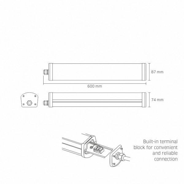 LED світильник IP65 лінійний VIDEX 24W 0,6М 4000K 27572 фото