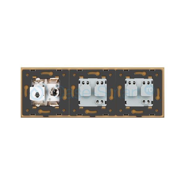 Розетка трехместная комбинированная Силовая Интернет ТВ Livolo золото стекло (VL-C7C2EU1C1V-13) VL-C7C2EU1C1V-11 фото