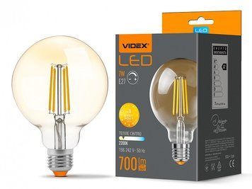 Світлодіодна лампа G95FAD 7W E27 2200K бронза Filament (VL-G95FAD-07272) VIDEX 7868 фото