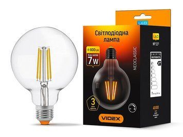 Світлодіодна лампа G95FD 7W E27 4100K димерна Filament (VL-G95FD-07274) VIDEX 7873 фото