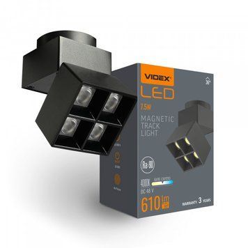Світильник МАГНІТНИЙ трековий VIDEX LE24B 7.5W 4000K 48V Black 28025 фото