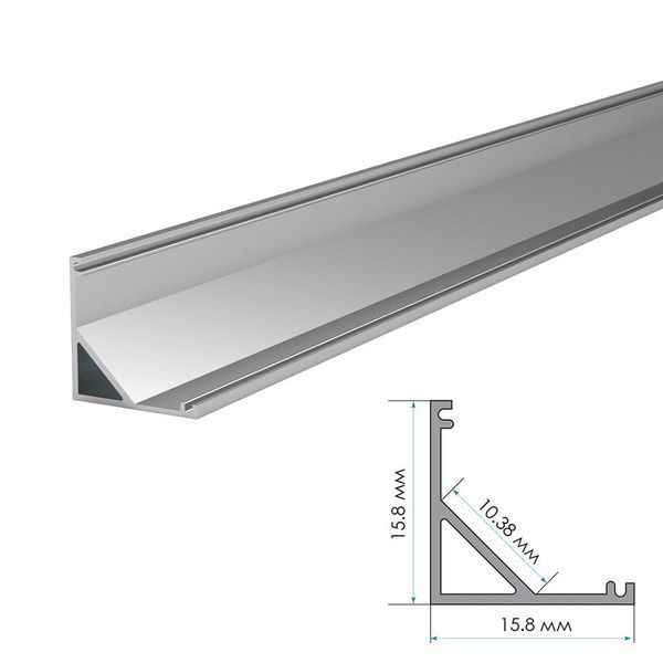 LED-профіль кутовий 10х2000мм широкий анодований + РОЗСІЮВАЧ напівматовий LC9-a LC9-a фото