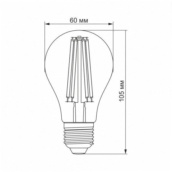 LED лампа VIDEX Filament A60FA 10W E27 2200K бронза 25792 фото