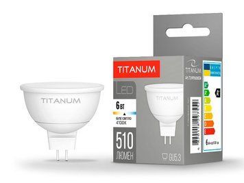 Світлодіодна лампа MR16 6W GU5.3 4100K 220V TITANUM 7367 фото