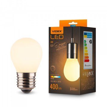 LED-лампа VIDEX Filament VL-DG45MO 4W E27 3000K Porcelain dimmable 27624 фото