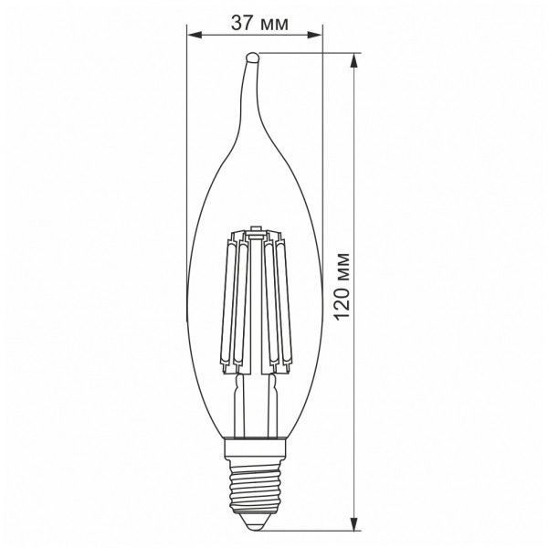 LED лампа VIDEX Filament C37FtA 6W E14 2200K бронза 25797 фото