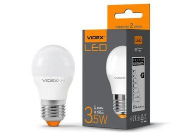 Світлодіодна лампа G45e 3.5W E27 4100K 220V (VL-G45e-35274) VIDEX 7843 фото