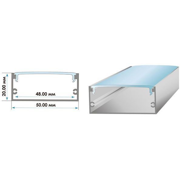 LED-профіль ПФ-27 50х20х2000мм широкий накладний анодований КОМПЛЕКТ 1018984 1018984 фото