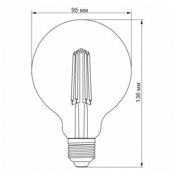 LED лампа VIDEX Filament G95FD 7W E27 4100K димерная 24313 фото