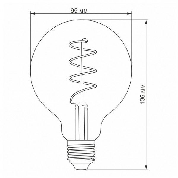 LED лампа VIDEX Filament G95FGD 4W E27 2100K димерная графит 25174 фото