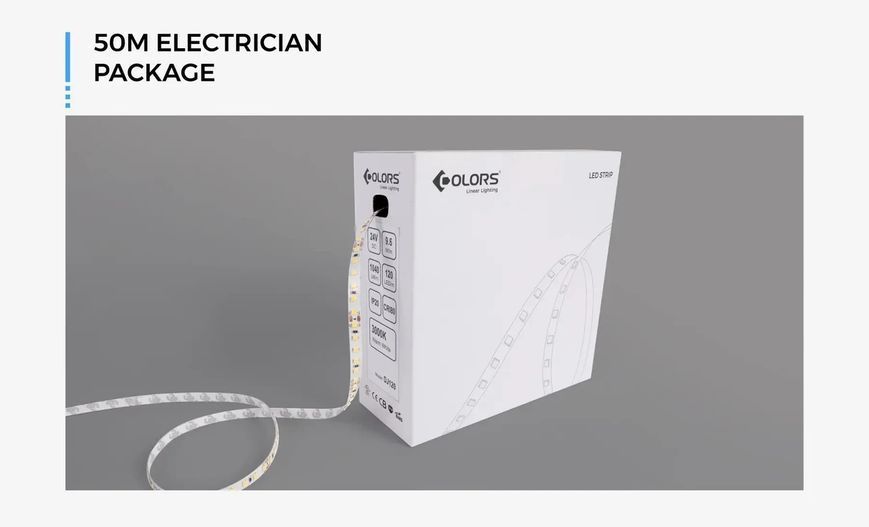 Led стрічка COLORS 120шт/м 12V 9,6Вт CRI=80 4000К ІР20 8мм з кратністю різу 25мм DJ120-12V-8mm-NW фото