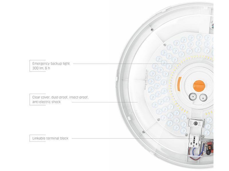Світильник аварійний накладний з датчиком руху 30W 2700-6500K 220V (VL-CLR-EM300-2) VIDEX 8108 фото