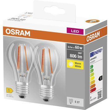 Osram Набір ламп 2шт LED E27 6.5Вт 2700К 806Лм A60 4099854064098 фото