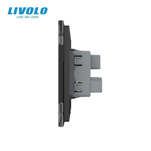 Розетка універсальна 12 стандартів в 1 Livolo чорний скло (VL-C7C1C-12) VL-C7C1C-13 фото