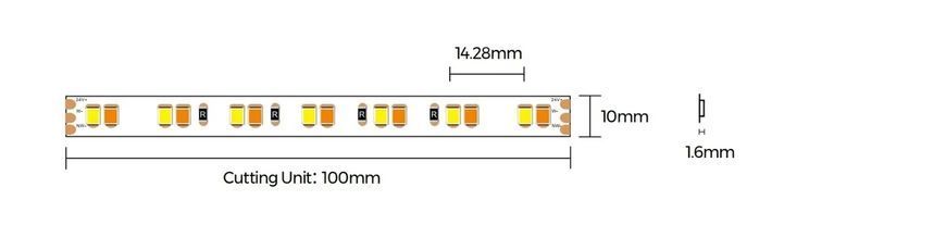 Led лента COLORS MultiWhite 1900-3000K 24V 9,6Вт CRI=80 168шт/м 10мм ІР20 с кратностью реза 100мм DS8168GWWW-24V-10mm фото