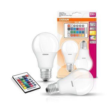 Osram Набір ламп 2шт LED E27 RGB 9Вт 2700К 806Лм пульт ДУ A60 4058075430891 фото