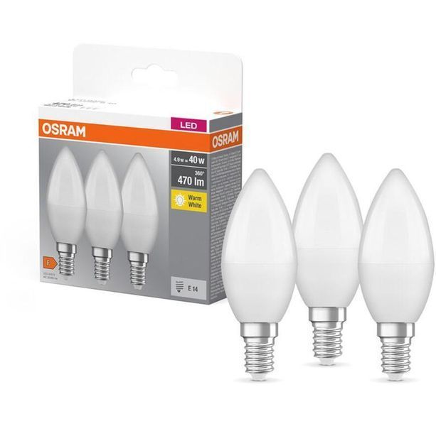 Osram Набір ламп 3шт LED E14 4.9Вт 2700К 470Лм B40 4099854047091 фото