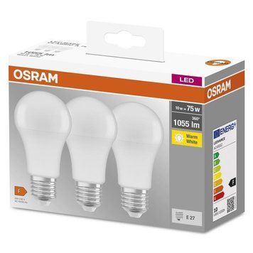 Osram Набір ламп 3шт LED E27 10Вт 2700К 1055Лм A60 4058075819436 фото