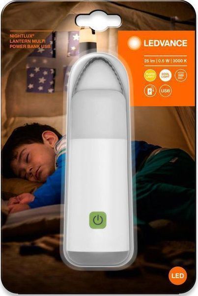 LEDVANCE Світильник з акумулятором NIGHTLUX LANTERN POWERBANK 0.5 Вт 3000/4000K 25Лм 500мА&bull;год ліхтарик 4058075570207 фото
