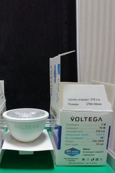 Лампочка Voltega LED софіт 7W 550Lm 4000К MR16 230V GU5.3 кут 38 град 7W_4000K-VG2-S1GU5.3 фото