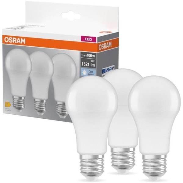 Osram Набор ламп 3шт LED E27 13Вт 4000К 1520Лм A60 4058075819559 фото