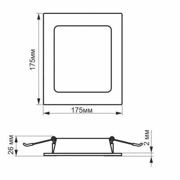 LED светильник Back встроенный квадрат VIDEX 16W 5000K 26342 фото