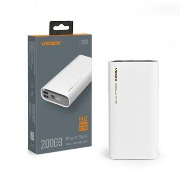 Павербанк 20000mAh VIDEX VPB-320 22.5W White 28296 фото