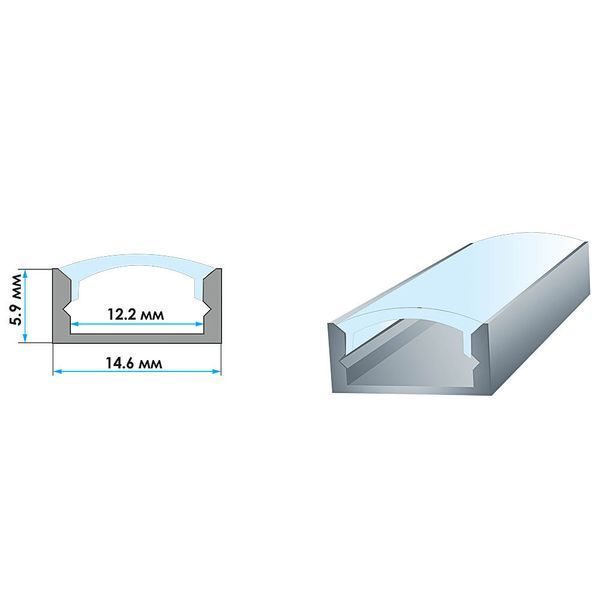 LED-Профиль черный ПФ-18 черный 6х15мм 2метра накладной анодированный + РАССЕИВАТЕЛЬ черный 1022438 1022438 фото