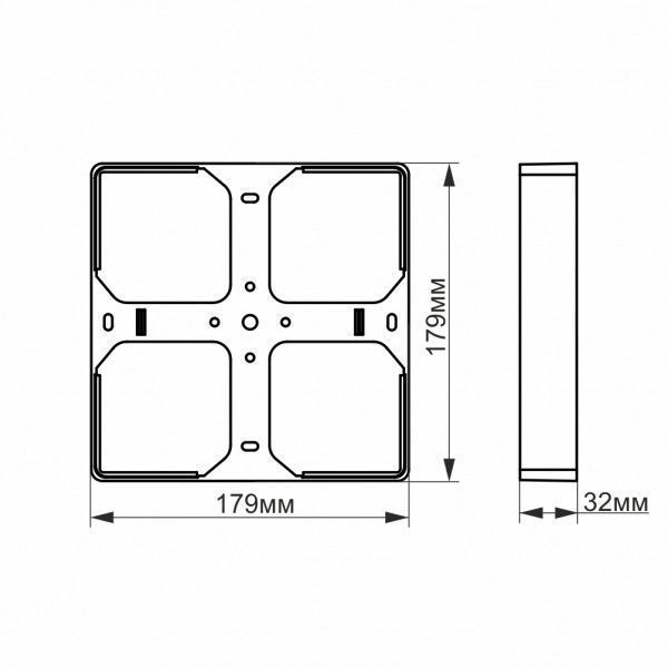 Рамка накладного монтажа безрамочного квадратного светильника VIDEX (VL-DLFS-24SF) 27056 фото