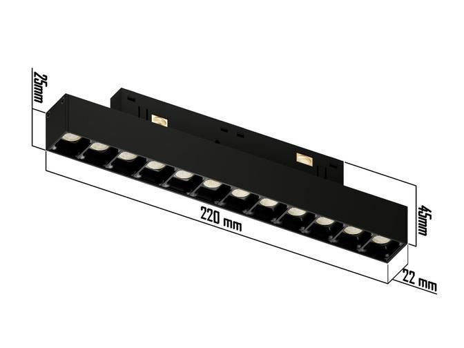 Магнітний трековий світильник 12Вт 4000К 220mm 48V чорний LTR-MS20-12G-in LTR-MS20-12G-in фото