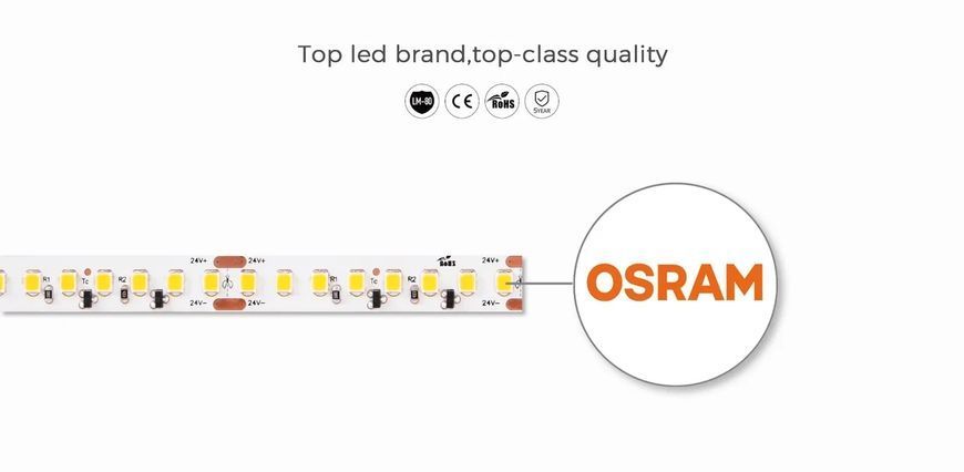 Led лента COLORS 160шт/м 24V 18Вт CRI=80 3000К ІР20 10мм с кратностью реза 50мм DS8160-24V-10mm-WW фото