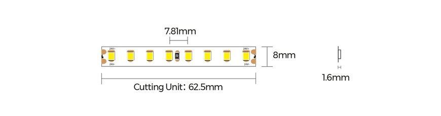 Led лента COLORS 160шт/м 24V 13Вт CRІ=80 6000К ІР20 с кратностью реза 50мм D8160-24V-8mm-W фото
