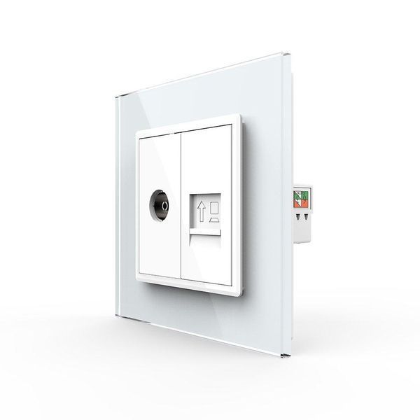Розетка комп'ютерна RJ-45 і ТБ розетка Livolo білий скло (VL-C791VC-11) VL-C791VC-12 фото