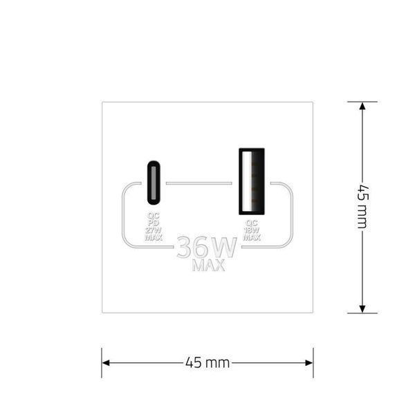 Механизм розетка USB-A и USB-C с Power Delivery 36W Livolo белый (VL-FCUA18W.UC18W-2WP) VL-FCUA18W.UC18W-2IP фото